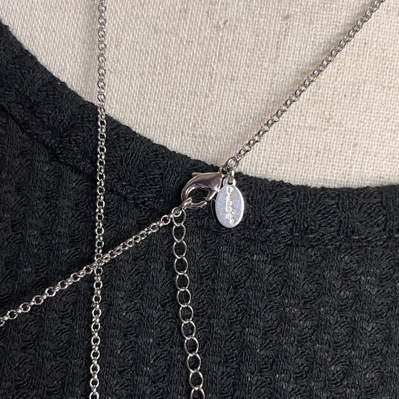 Gorgeous Silver-Tone Rhinestone Pendant  Blue Marble Teardrop Sodalite Necklace - Picture 3 of 4